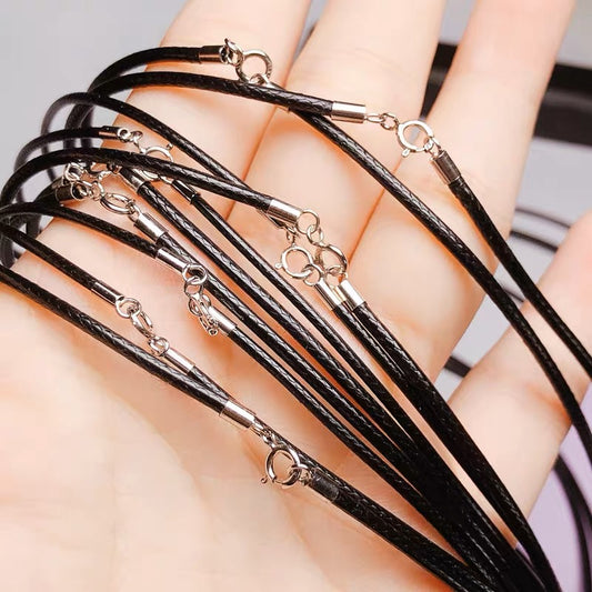 Black wax rope for diy necklace with 925silver buckle