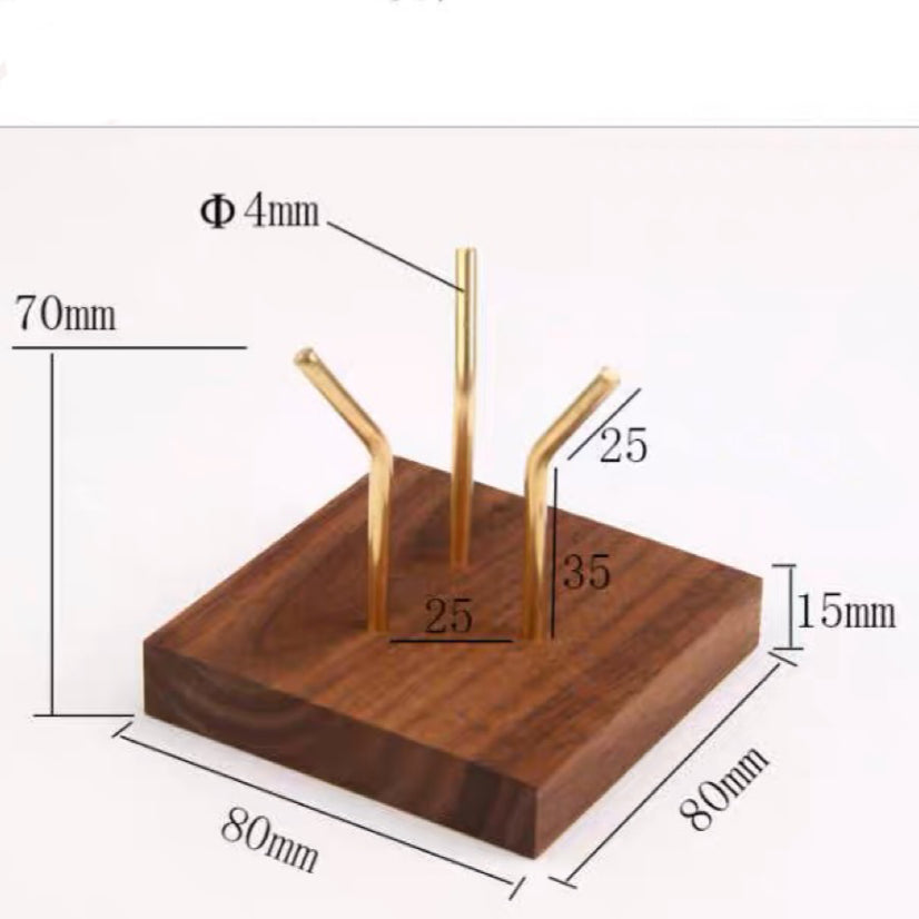 Crystal holder -Black walnut base with copper stand